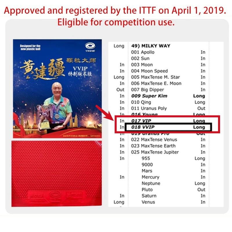 YINHE VVIP Maste Long Pips 탁구  - Table Tennis Market 리뷰 및 가격